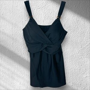 Miraclesuit 34DD Plunge Tankini‎ Top Underwire Neutral Minimalist Sexy Slimming
